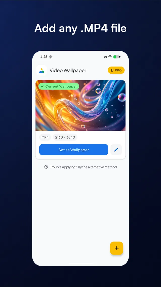Video Wallpaper showing a selected MP4 video and Set as Wallpaper control.